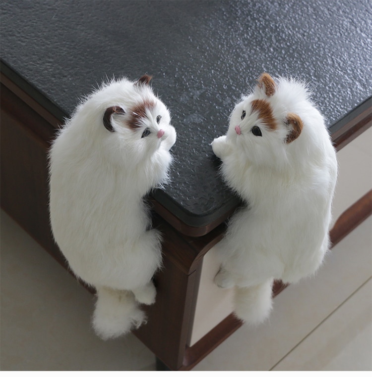 Realistic Cat Figurines Simulation Cat Model Plush Toy Kitten Lifelike Pussycat Doll Home TV Table Decoration Ornaments Gifts