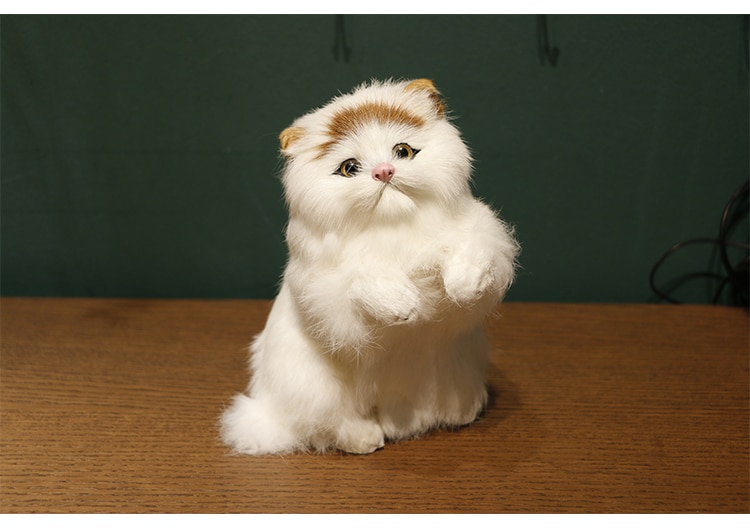Realistic Pet Cat Dolls Kitten Figurines Plush Toy For Kids Birthday Gift Ornaments Home Table Decoration