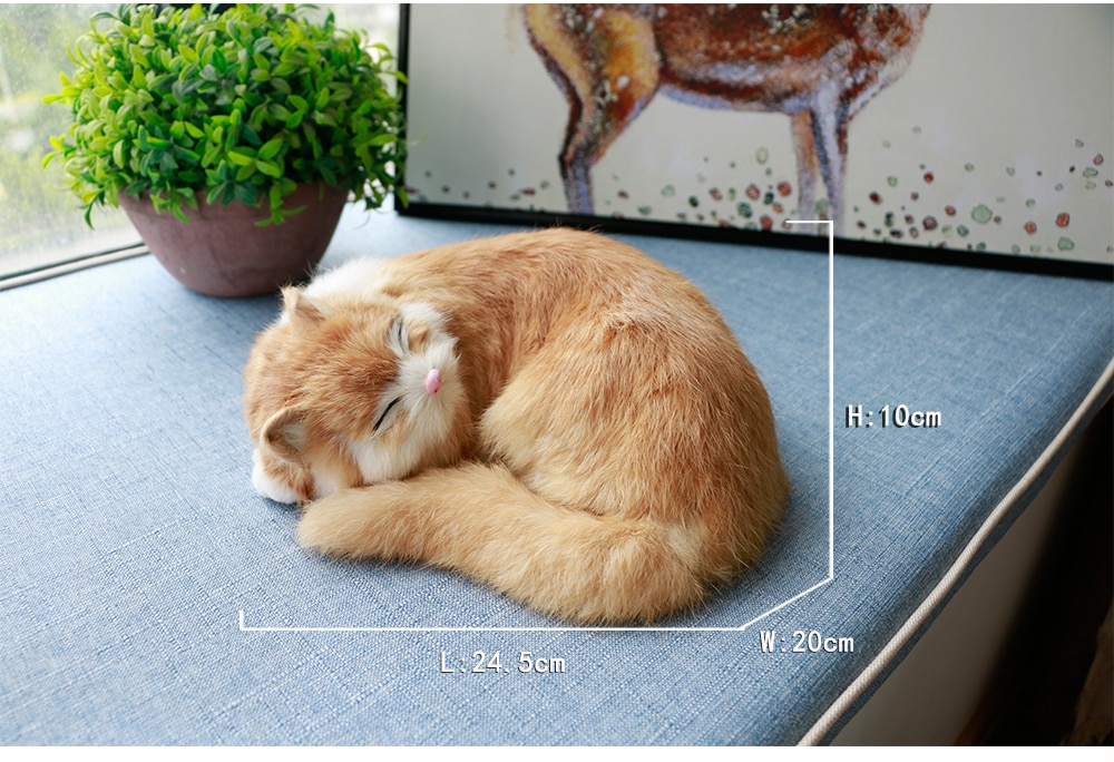 Sleeping Cat Simulation Animal Realistic Plush Kids Toys Kitten Doll Christmas Birthday Gifts Ornaments Shooting Props