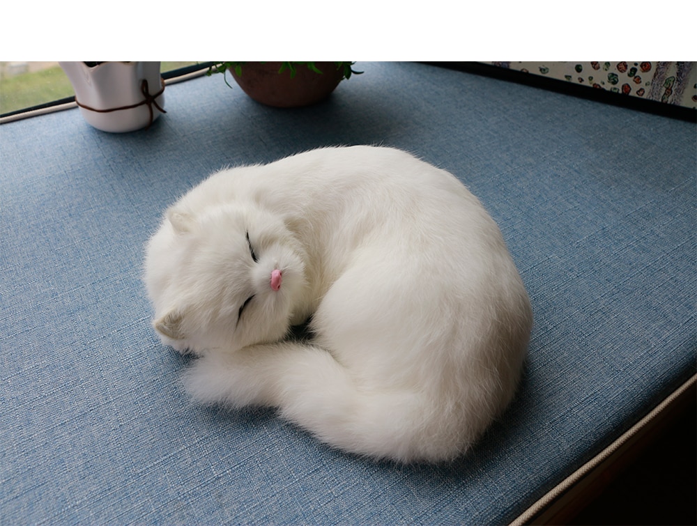 Sleeping Cat Simulation Animal Realistic Plush Kids Toys Kitten Doll Christmas Birthday Gifts Ornaments Shooting Props