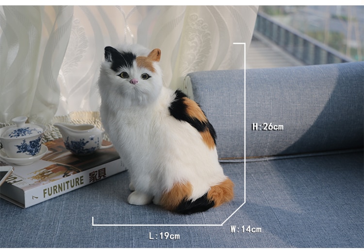 Realistic Cat Figurines Plush Toys Kitten Models Fake Realist Cat Doll Home Office Decoration Children's Gifts