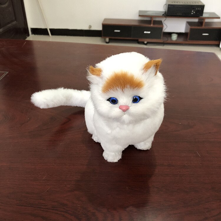 Cute Simulation Cat Plush Toy with Sound Lovely Simulation Animal Doll Gift for Children Home Decoration Fake Toys