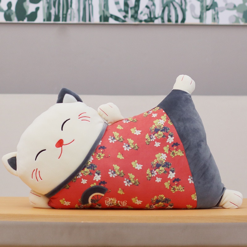 Lucky Cats Pillow Dual-Use Sofa Back Cushion Winter Hand Warmer Pillow Plush Toy Japanese Style Cover Office Nap Pillow Gift New