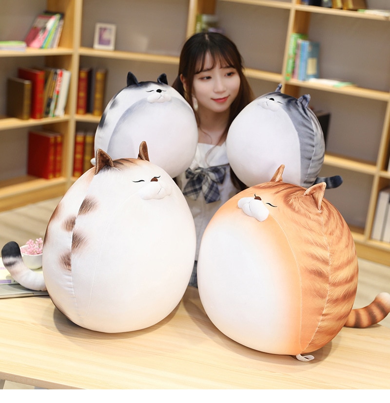 2021 Cute Fat Cats Plush Toys Stuffed Cats Doll Soft Pillow Seat Cushion Birthday Xmas Gift Toys For Kids Girlfriend And Baby