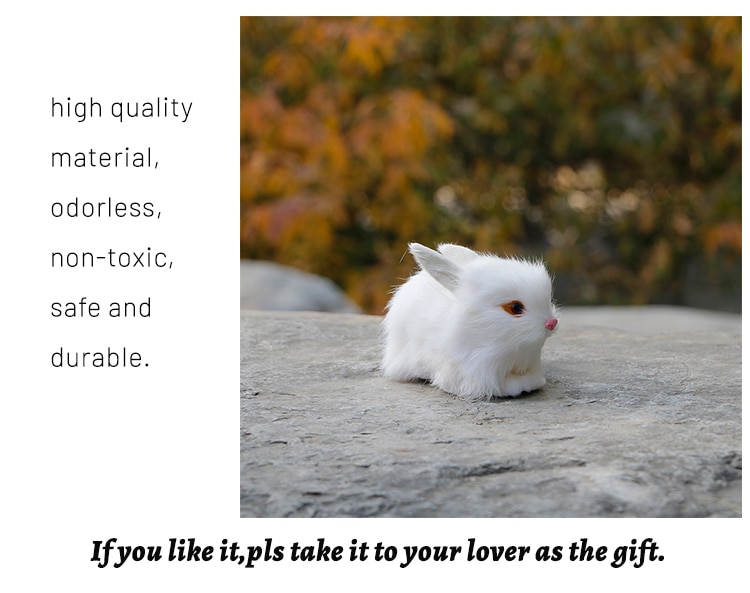 Small Simulation White Cute Rabbit Plush Toy Realistic Animal Model Easter Birthday Xmas Gift Bunny Doll