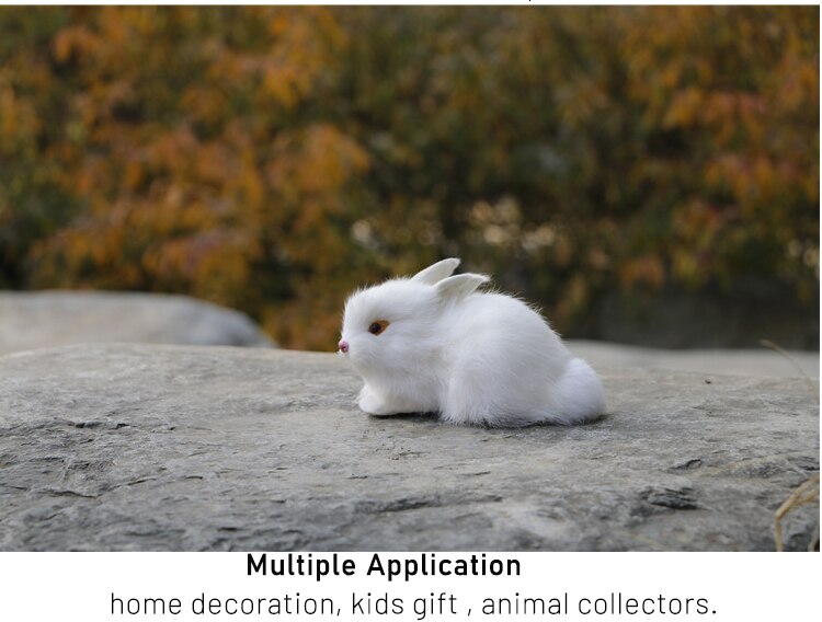 Small Simulation White Cute Rabbit Plush Toy Realistic Animal Model Easter Birthday Xmas Gift Bunny Doll