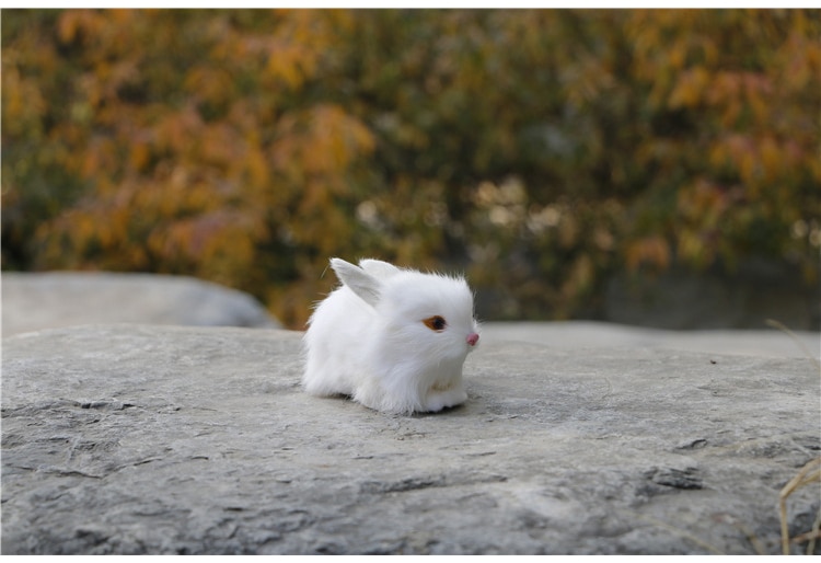 Easter Decoration Simulation Rabbit Bunny White Plush Hare Soft Toy For Kid Realisitic Animal Figurines Spring Decor Ornaments