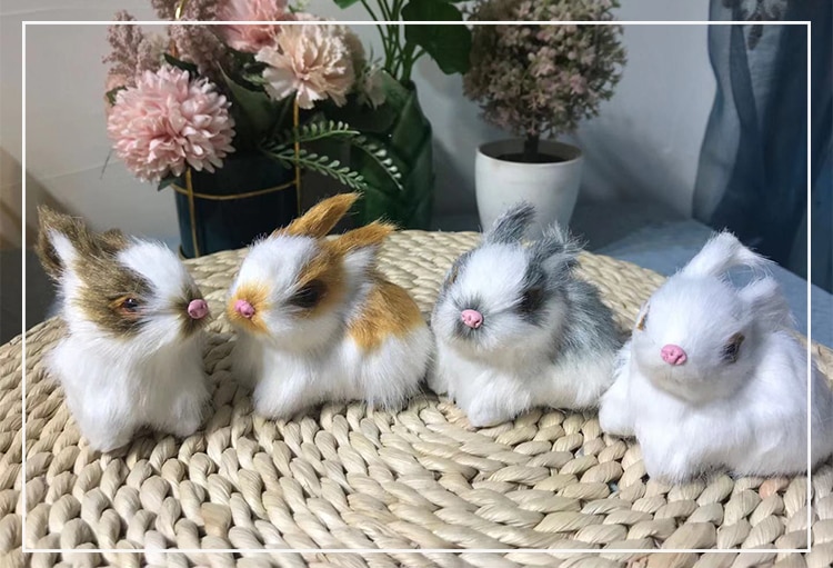 Mini Realistic Cute Bunny White Plush Rabbit Lifelike Animal Easter Simulation Animal Kids Toy Birthday Christmas Gift