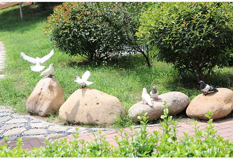 Simulation Feather Pigeon Model Fake Artificial Imitation Realistic Bird Animal Miniature Home Garden Outdoor Wedding Decoration