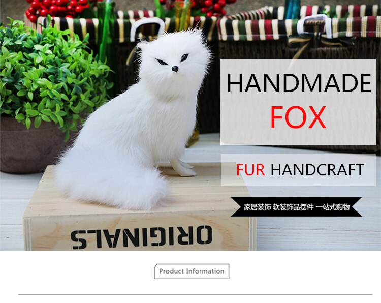Realistic Fur Fox Toy Simulation Plush Foxes Animal Figurines Kids Doll Christmas Birthday Gift