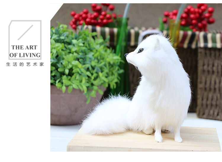 Realistic Fur Fox Toy Simulation Plush Foxes Animal Figurines Kids Doll Christmas Birthday Gift