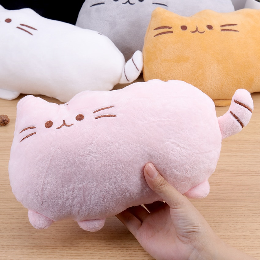 1PC Kawaii Cat Plush Pillow Kitten Cushion Soft Colorful Stuffed Toys Gray Pink White Plush Doll Houseware Gifts Kids Gifts