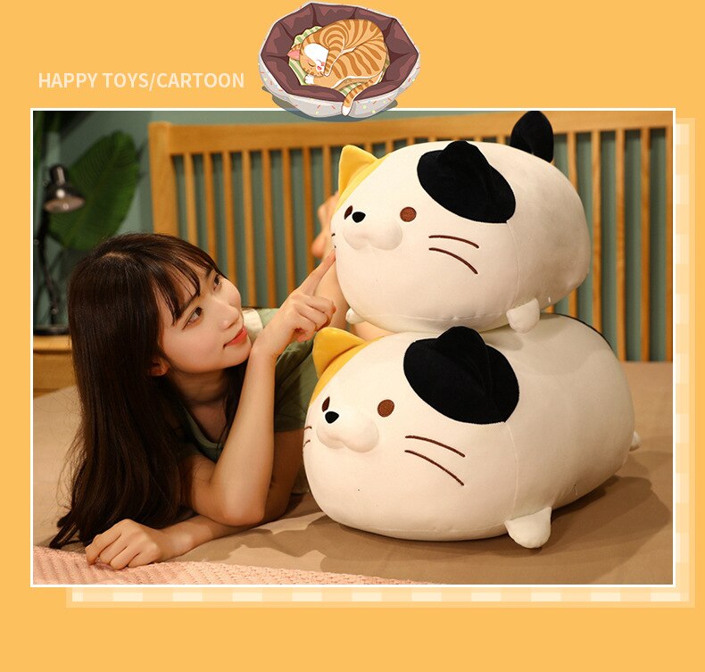 Fat Cat Japanese Style Orange Pink Gray White Cat Plush Toy Doll Women Kids Birthday Gift Cat Pillow