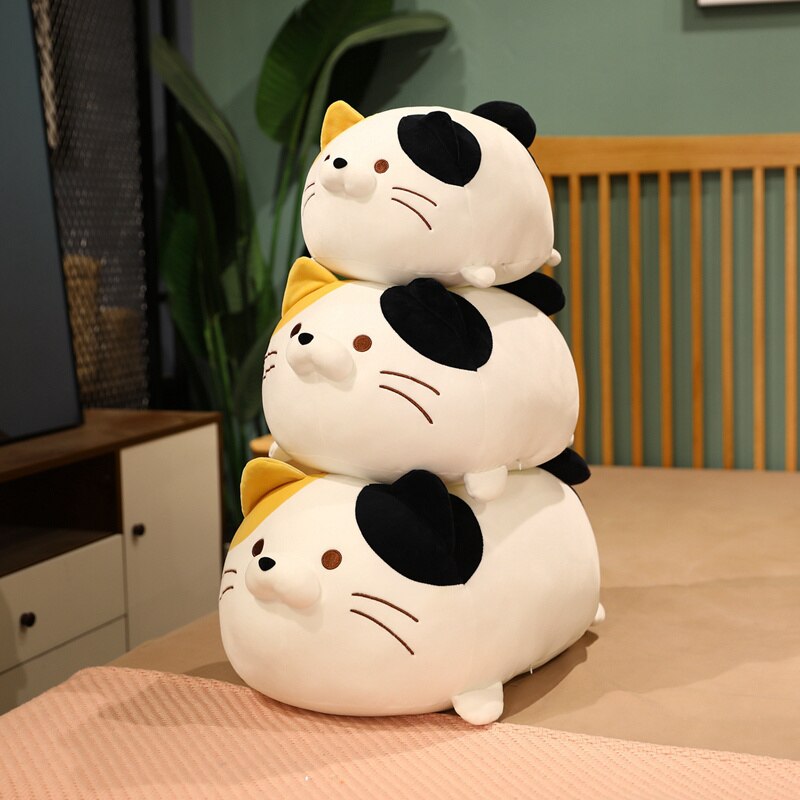 30/50/60cm Japanese Dumpling Cats Stuffed Doll Lying Colorful Animal Plush Toy Down Cotton Filled Ultra Soft Comforting Gift