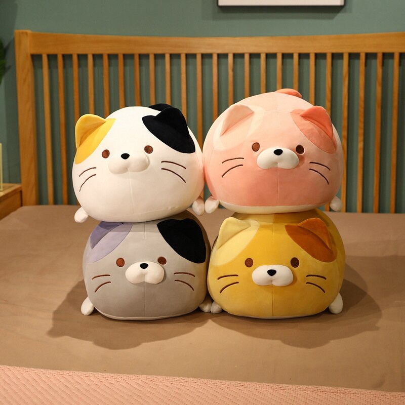 30/50/60cm Japanese Dumpling Cats Stuffed Doll Lying Colorful Animal Plush Toy Down Cotton Filled Ultra Soft Comforting Gift
