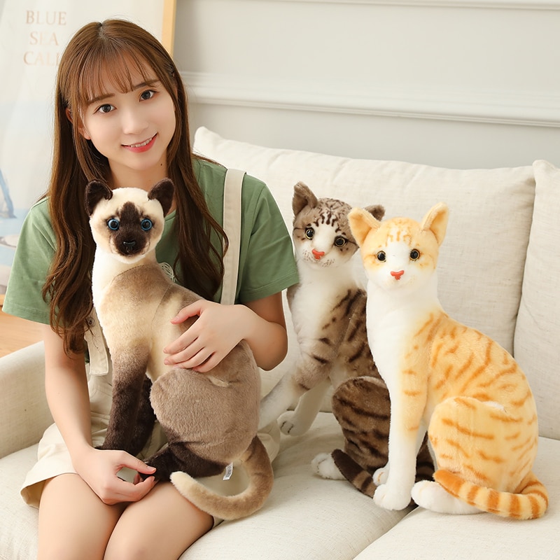 20-45cm Real-life Cute Plush Cat Doll Soft Stuffed Animal Plush Kitten Toys for Children Cartoon Kids Girls Baby Birthday Gift