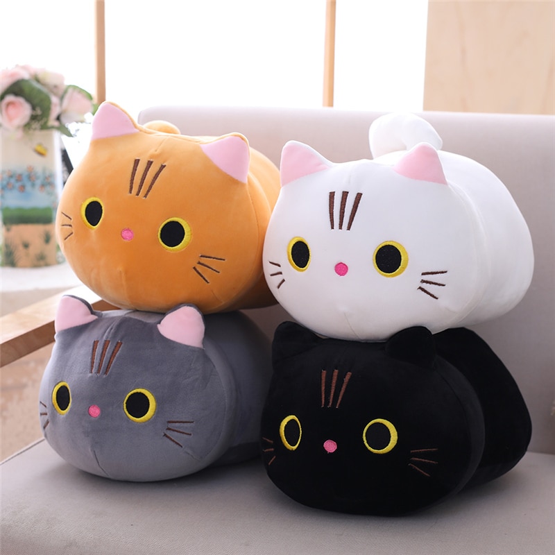 35-100cm Kawaii Lying Cat Plush Soft Pillow Cute Stuffed Animal Toys Doll Lovely Toys for Kids Girls Valentines Birthday Gift