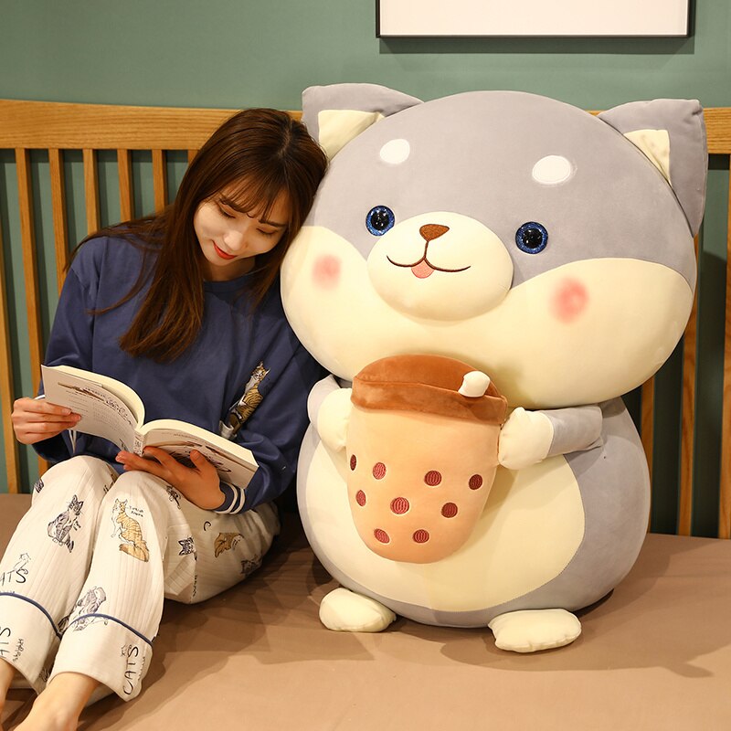 20/35/45cm Cartoon Lovely Plush Dog Milk tea Toy Stuffed Cotton Shiba inu Animals Doll Baby Accompany Sleeping Toy Kawaii Gift