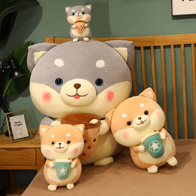 20/35/45cm Cartoon Lovely Plush Dog Milk tea Toy Stuffed Cotton Shiba inu Animals Doll Baby Accompany Sleeping Toy Kawaii Gift