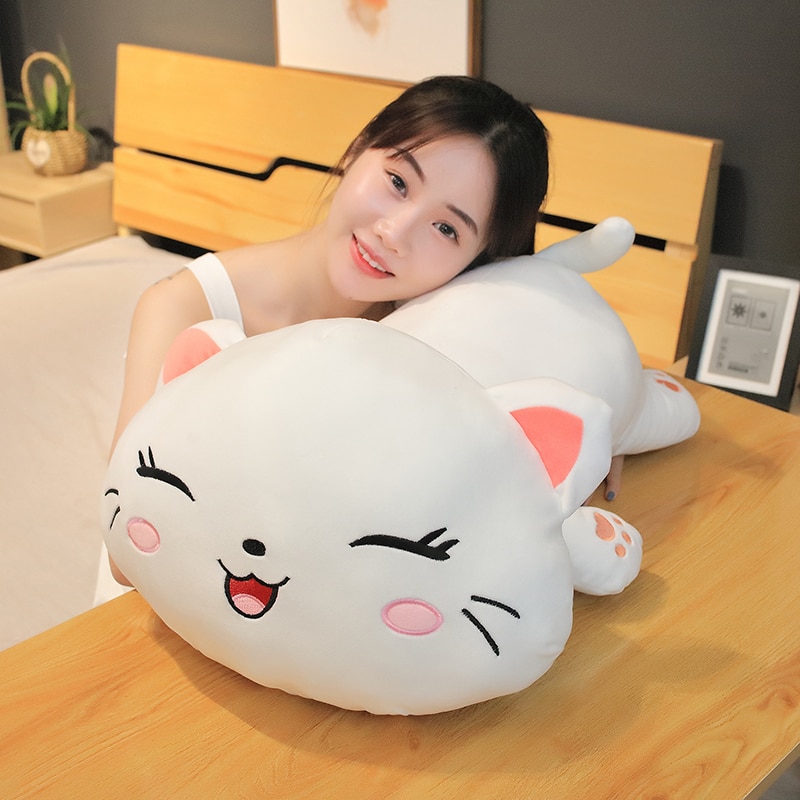 35-65 Kawaii Lying Cat Plush Toys Stuffed Cute Cat Pillow Lovely Animal Doll Soft Cartoon Toys for Children Girls Christmas Gift