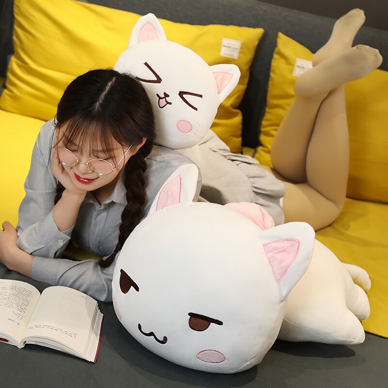 28/40/65cm Cute Lying Cat Plush Toys Stuffed Soft Animal Dolls Lovely Cat Pillow Toys for Children Girls Birthday Gifts