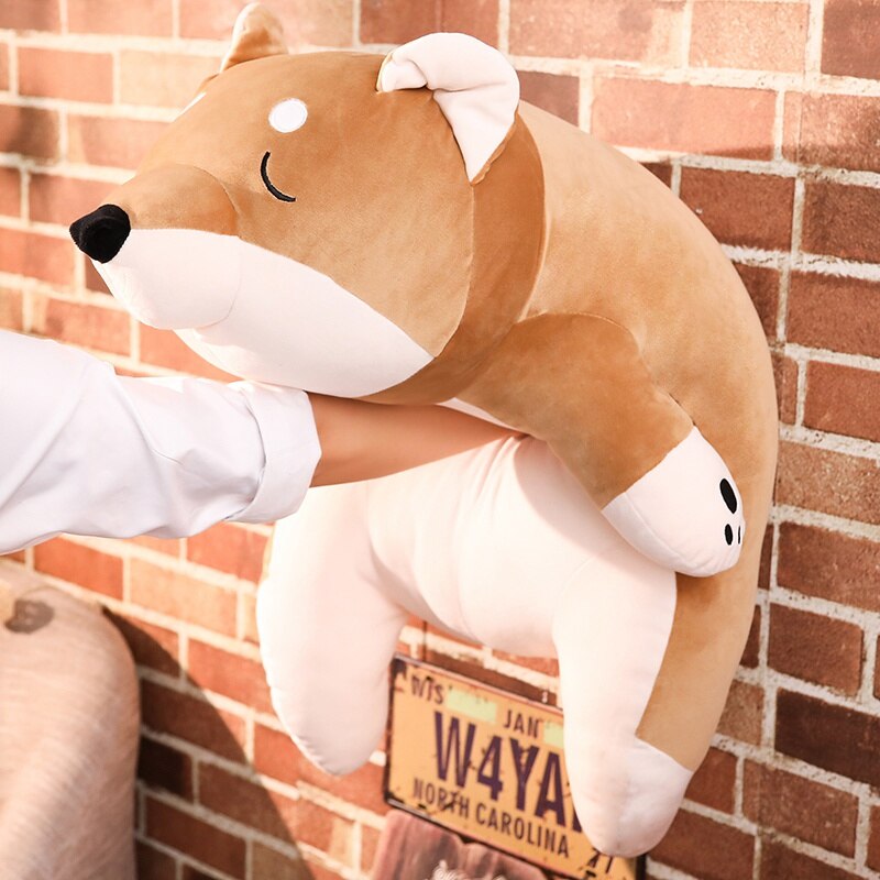 40/100cm Lying Plush Stuffed Dog Big Toys Shiba Inu Dog Doll Lovely Animal Children Birthday Gift Corgi Plush Pillow 40-100cm