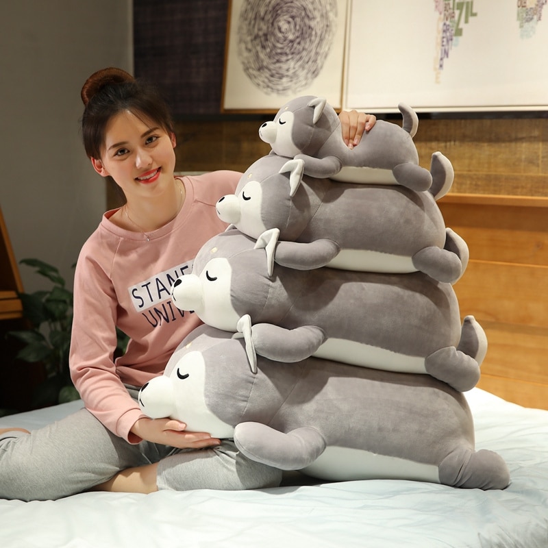 New Huge 35/75CM Lovely Corgi & Shiba Inu Dog Plush Toys Kawaii Lying Husky Pillow Stuffed Soft Animal Dolls Children Baby Gift
