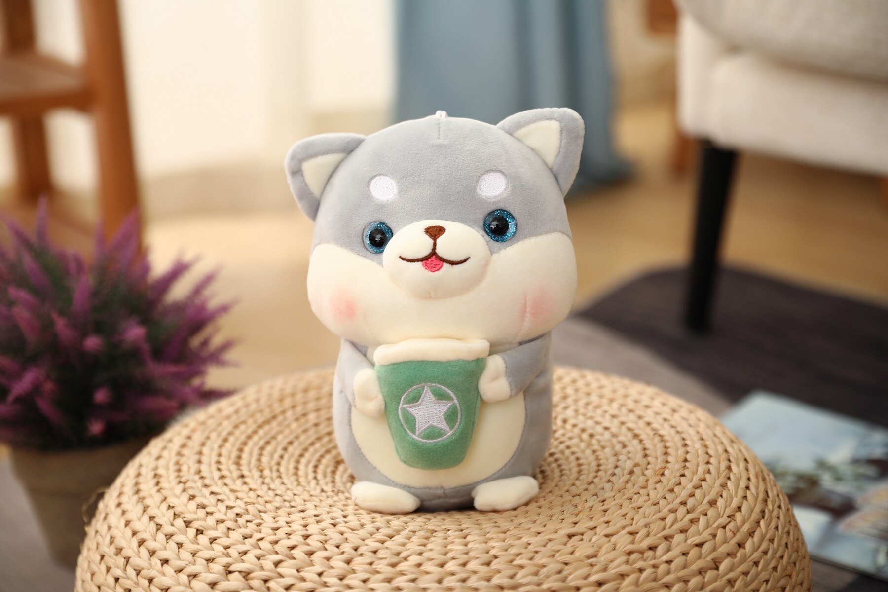Real-Life Anime Dog Cup Plush Shiba inu Toy Stuffed Food Milk Tea Soft Doll Milk Tea Cup Cushion Kids Toys Lovers Birthday Gift