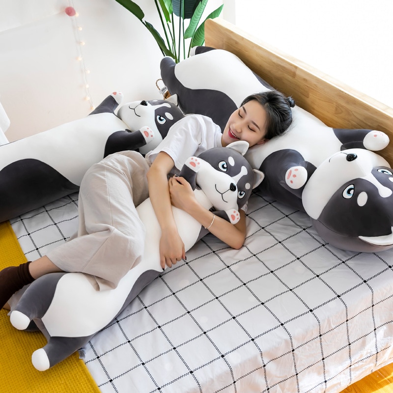 70-130cm Animal Dog Long Pillow Stuffed Husky Plush Toys Soft Sleeping Cushion Doll Children Kids Baby Girls Cartoon Gifts