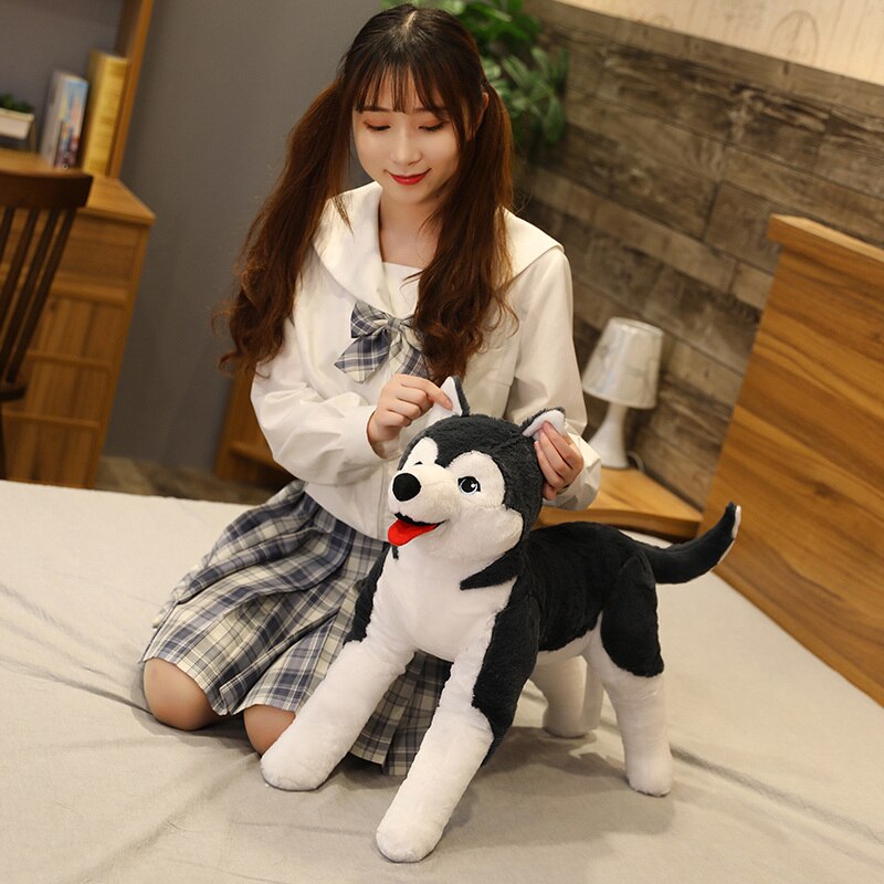 30/70cm Large Simulation Fluffy Husky Plush Cute Soft Stuffed Dog Doll Kid Soothing Toys Sleeping Pillow Children Birthday Gift