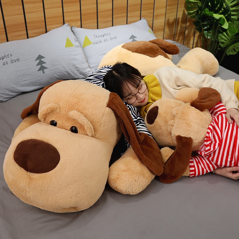 1PC 70/90/130 CM Giant Plush Toy Big Sleeping Dog Stuffed Dog Soft Animal Toy Soft Pillow Baby Girls Birthday Gift