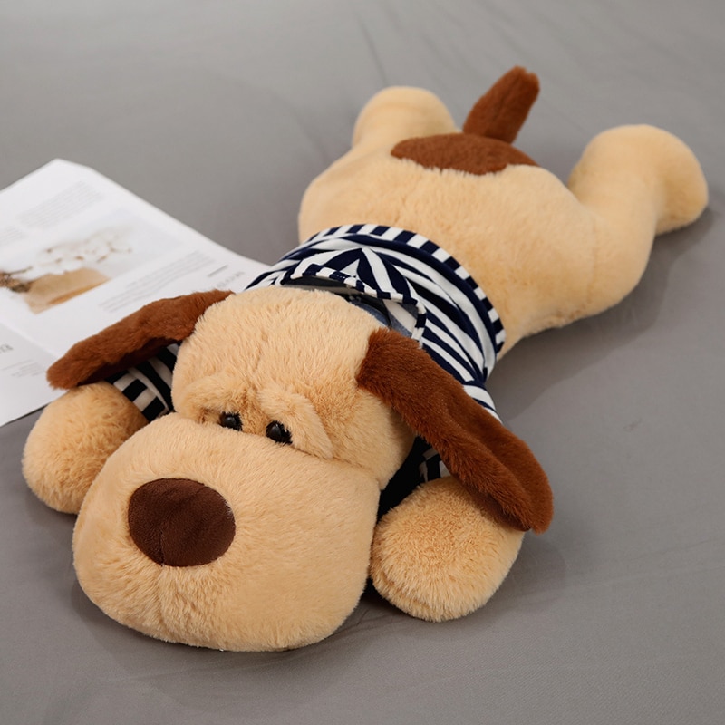 70/90cm High Quality Cute Lying Dressing Dog Plush Toys Cartoon Soft Animal Doll Baby Kids Gift Stuffed Bed Pillow Birthday Gift