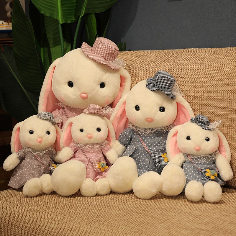 New 35/55/75cm Lovely Dressed Makeup Rabbit Plush Toys Kawaii Dolls Stuffed Soft Animal Dolls for Baby Girls Birthday Gifts