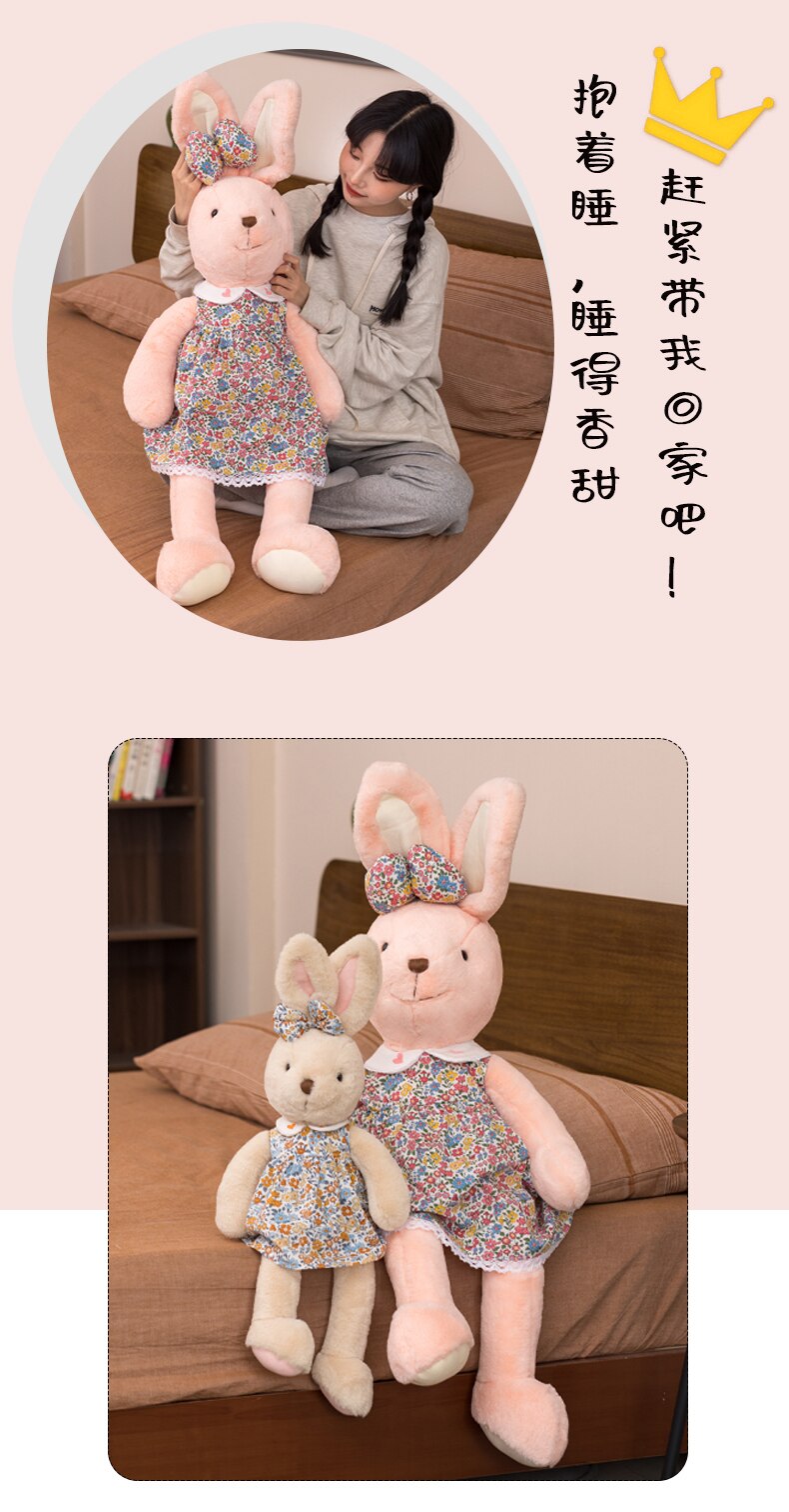 60cm Baby Peluches Comforting Floral Rabbit Stuffed Lovely Animal Plush Doll For Kids Soft Baby Toys Plush Kawaii Plushie Gift