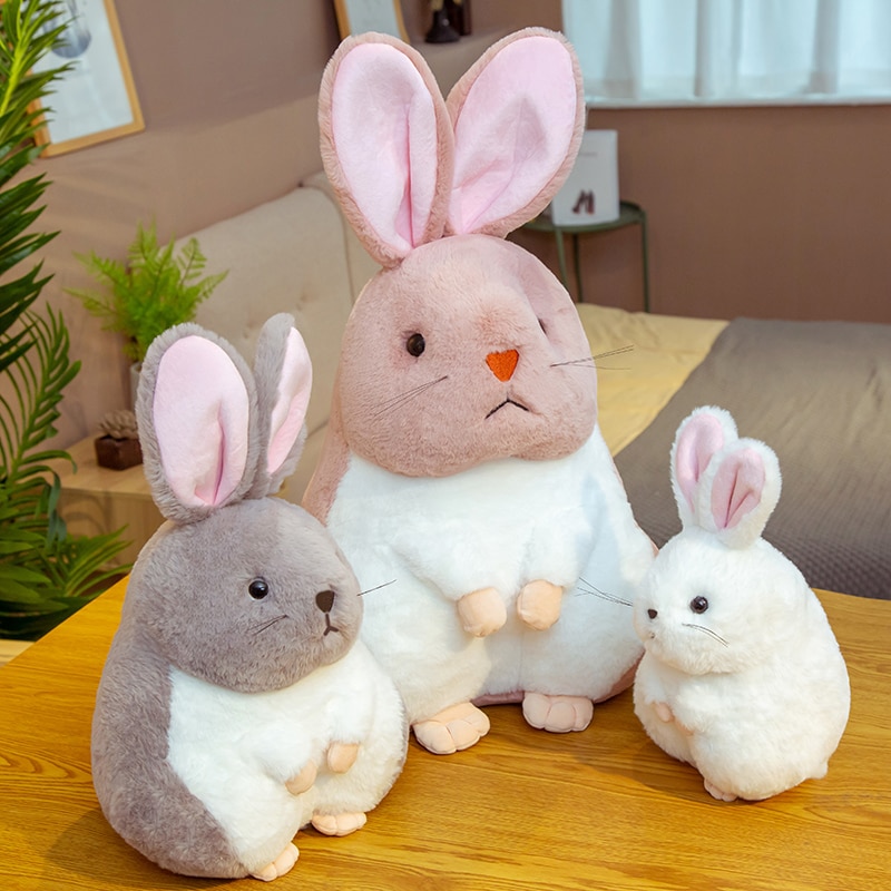 30-65cm Cute Simulation Rabbit Plush Toys Stuffed Fat Real-life Rabbit Doll Soft Cartoon Animal Pillow Birthday Gift for Kids