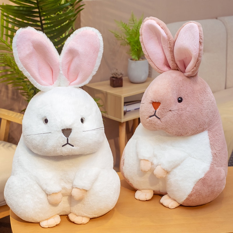 30-65cm Cute Simulation Rabbit Plush Toys Stuffed Fat Real-life Rabbit Doll Soft Cartoon Animal Pillow Birthday Gift for Kids