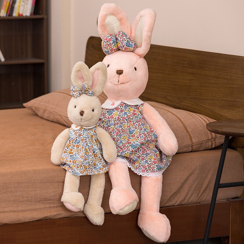 60/80/100cm kawaii rabbit plush toy lovely rabbit wear Floral skirt soft doll children birthday gift Baby appease rabbit toy