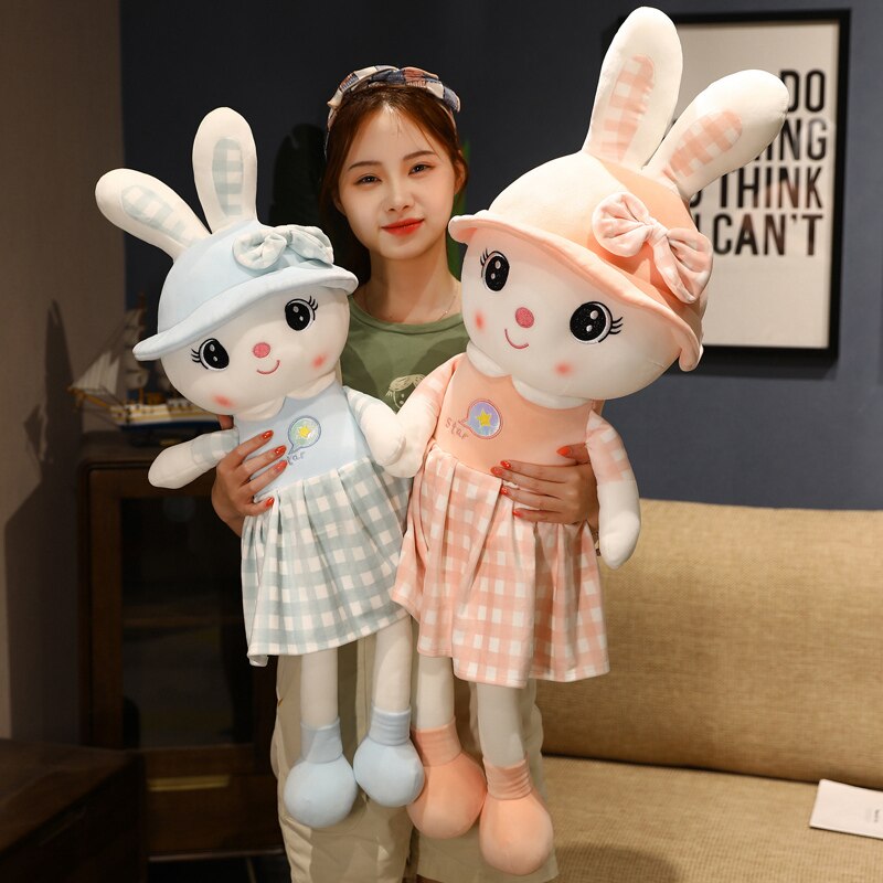 Hot Sale 50cm Kawaii Accompany Bow-knot Rabbit Soft Plush Stuffed Doll Dressing Animal Rabbit Toy Baby Playing Toy Birthday Gift