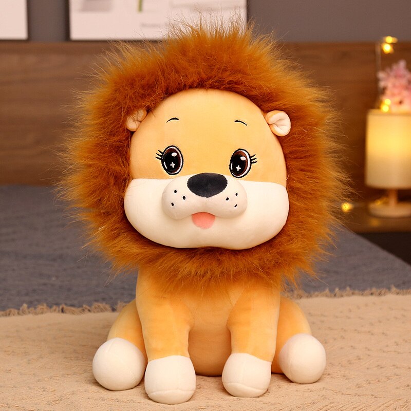 1pc 40/65cm Golden Adorable Lion Toy Plush Stuffed Sitting Lion Little Zoo Animal Cute Cartoon Plushie Children Appeasing Gift