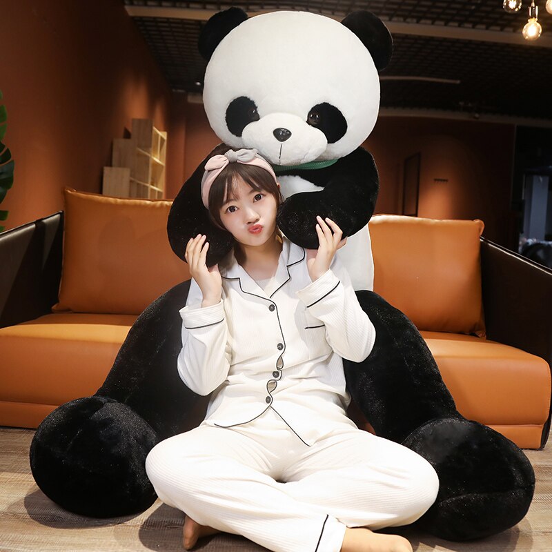 1PC 80/100cm Lovely Panda with Scarf Plush Pillow Giant Animal Treasure Panda Plush Toys Stuffed Soft Dolls Children Present