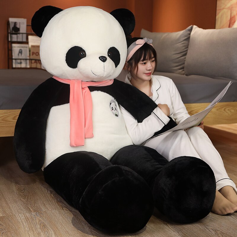 1PC 80/100cm Lovely Panda with Scarf Plush Pillow Giant Animal Treasure Panda Plush Toys Stuffed Soft Dolls Children Present