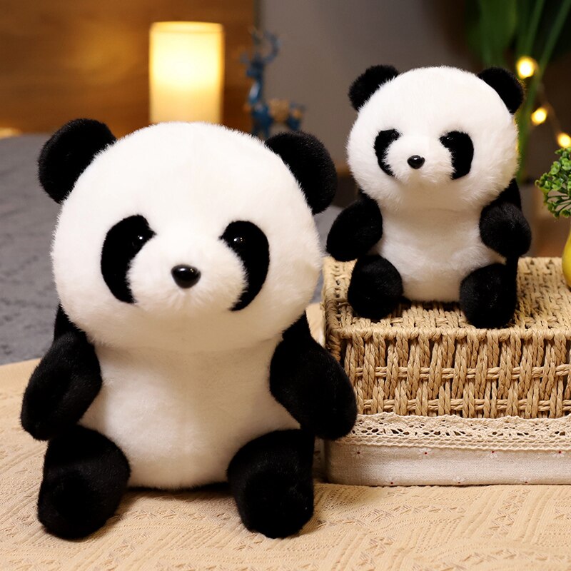 18/26CM Like Real Wild Animals Plush Toys Round Cute Lifelike Panda Stuffed Dolls Gifts For Kids Boy Girls