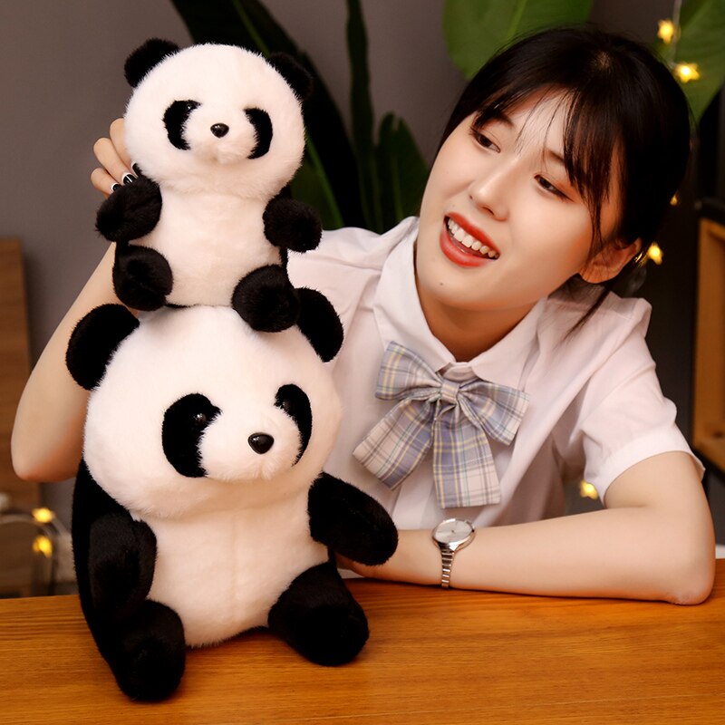 18/26CM Like Real Wild Animals Plush Toys Round Cute Lifelike Panda Stuffed Dolls Gifts For Kids Boy Girls