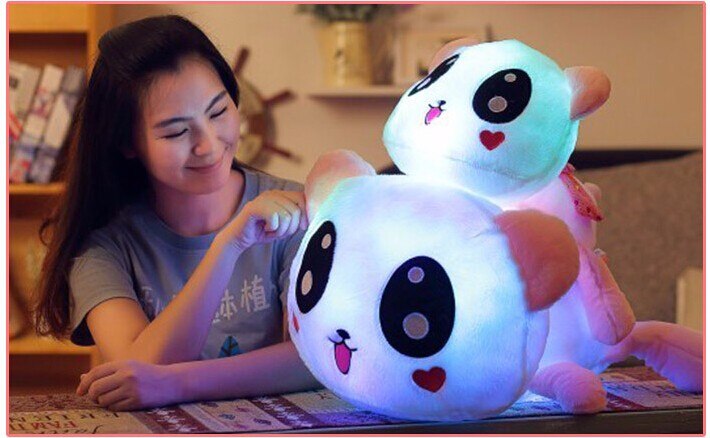 1pc 35cm New Luminous Plush Panda Toy Staffed Glowing Animal Doll Birthday Gift for Children