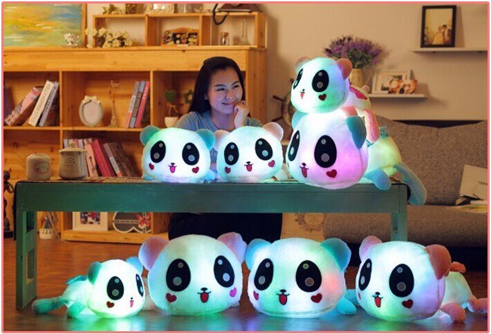 1pc 35cm New Luminous Plush Panda Toy Staffed Glowing Animal Doll Birthday Gift for Children
