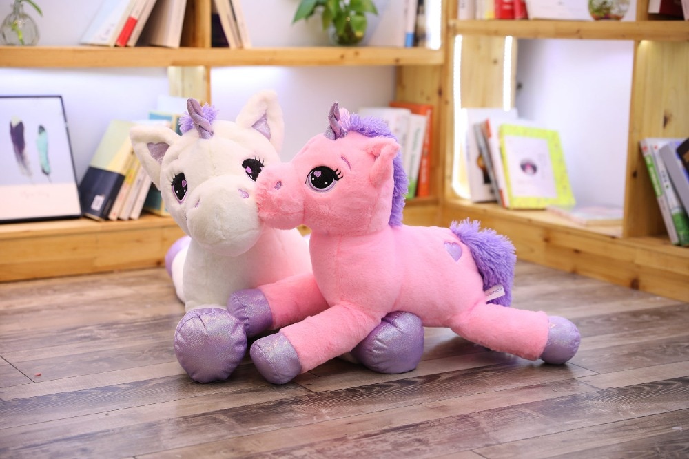 2021 New Arrival large unicorn plush toys cute pink white horse soft doll stuffed animal big toys for children birthday gift