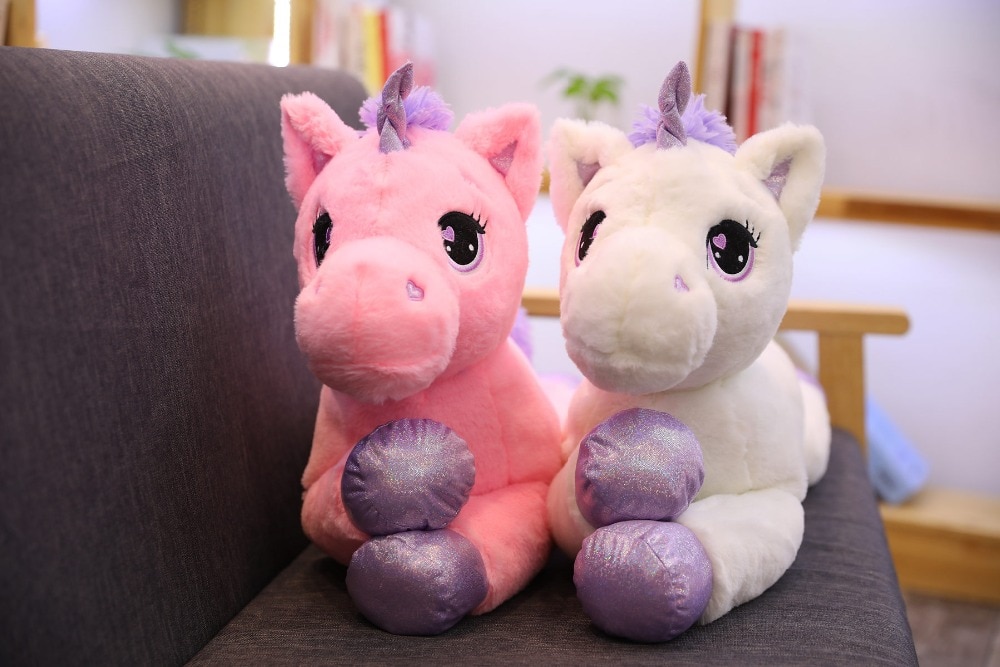 2021 New Arrival large unicorn plush toys cute pink white horse soft doll stuffed animal big toys for children birthday gift