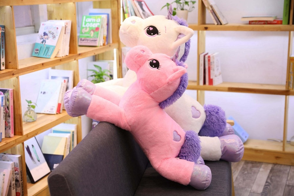 2021 New Arrival large unicorn plush toys cute pink white horse soft doll stuffed animal big toys for children birthday gift