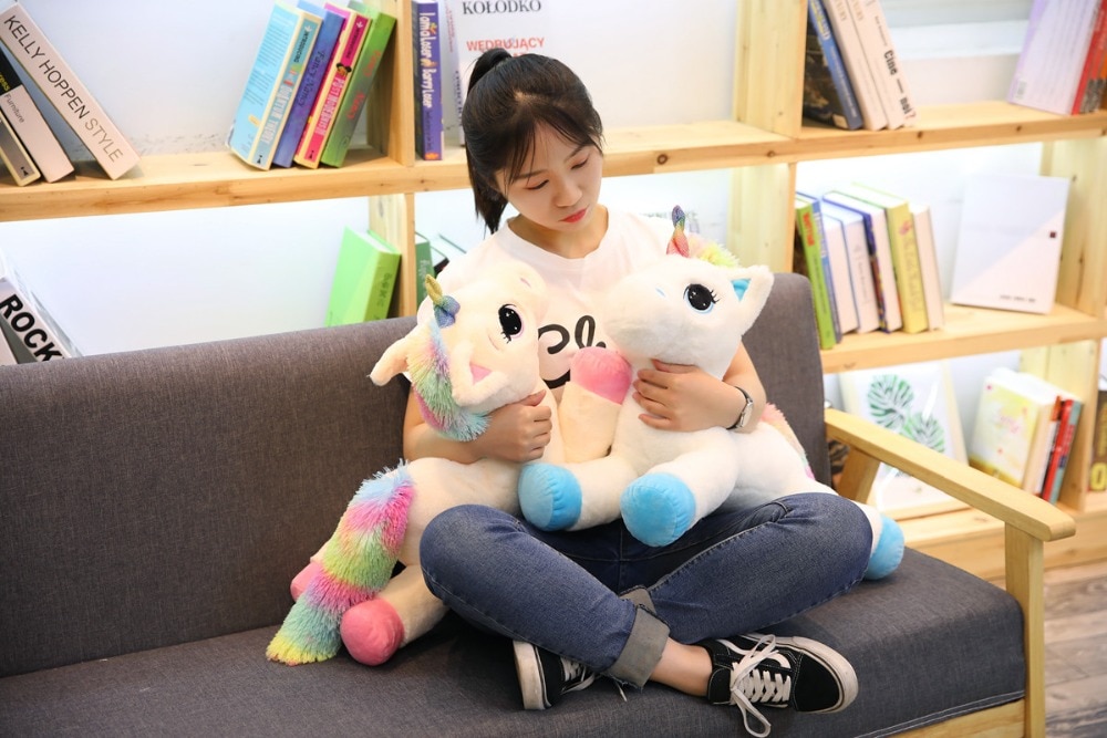 Giant 110/60cm Unicorn Plush Toy Soft Stuffed Popular Cartoon Unicorn Doll Animal Horse Toy High Quality Toys for Children Girls