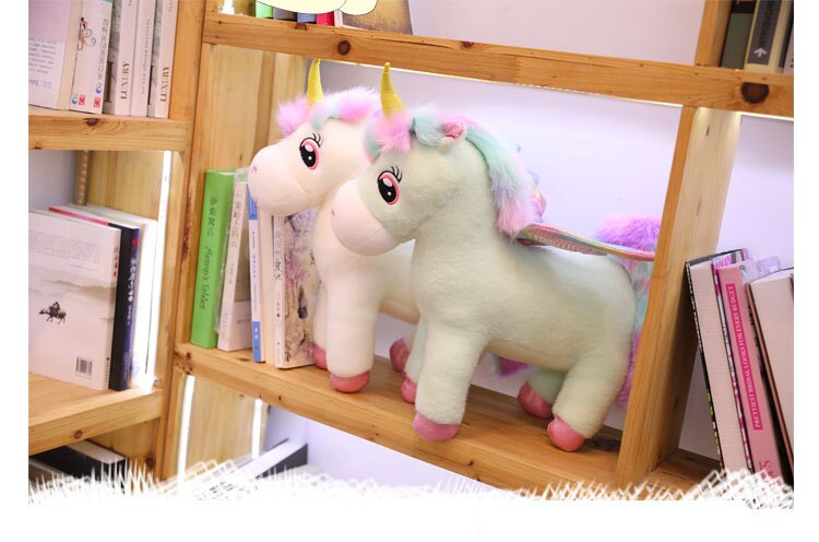 Giant Unicorn Toy Animals Doll Fantastic Glow Rainbow Wings Unicorn Plush ToyFluffy Hair Fly Horse Toys for Child Baby